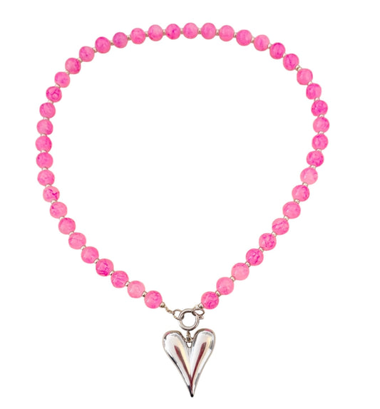 WILD PINK HEART - necklace