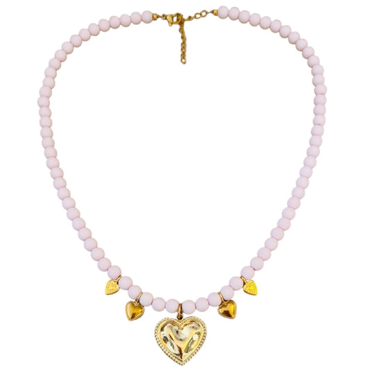 POWDER PINK HEART - necklace
