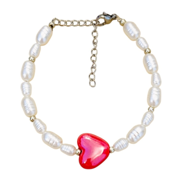 RED HEART PEARL - bracelet
