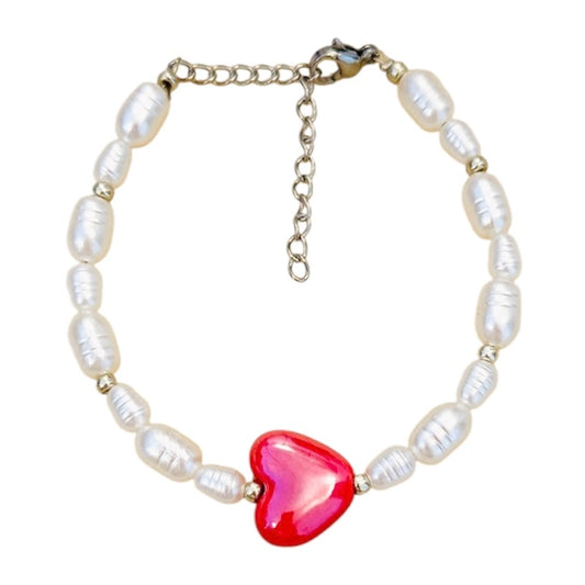 RED HEART PEARL - bracelet