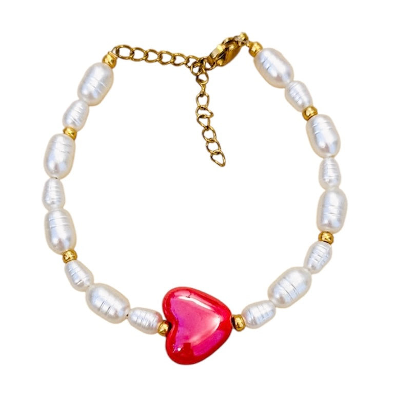 RED HEART PEARL - bracelet