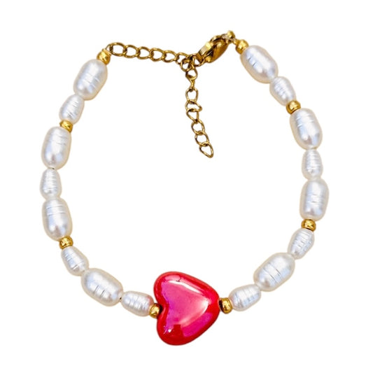 RED HEART PEARL - bracelet