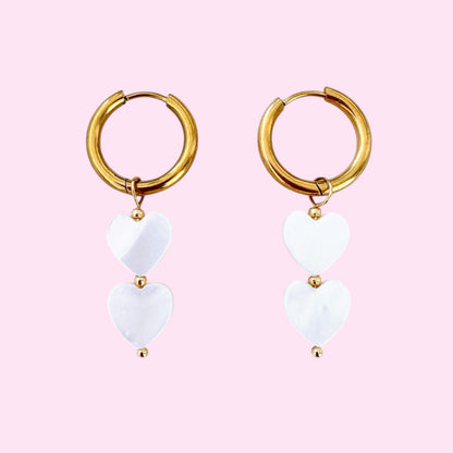 WHITE HEART - EARRINGS