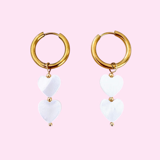 WHITE HEART - EARRINGS