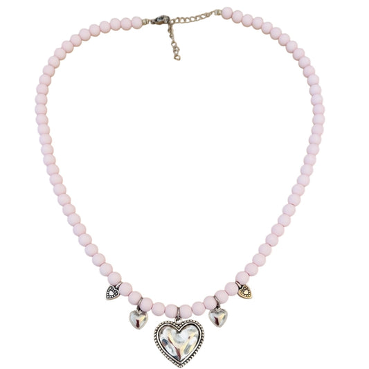 POWDER PINK HEART - necklace