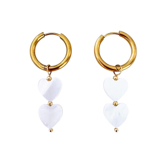 WHITE HEART - EARRINGS