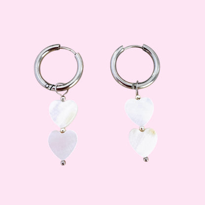 WHITE HEART - EARRINGS